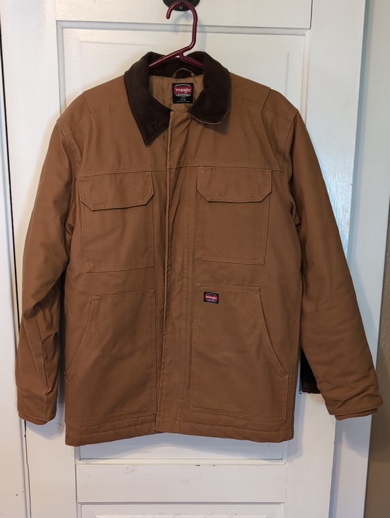 Wrangler Other - Wrangler Workwear  tan jacket with dark brown corduroy collar Size Small 34-36